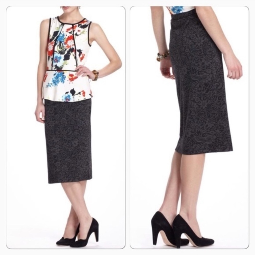 Anthropologie Bordeaux Gray & Black Burnout Skirt Size Small